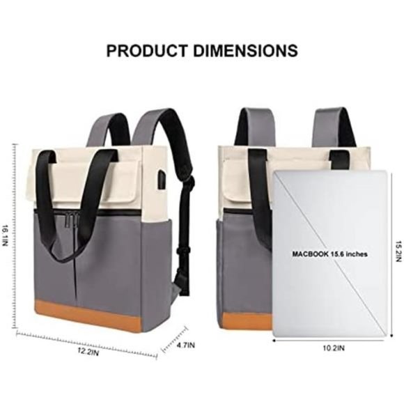 Women Convertible Tote Daypack Laptop Backpack Gery - Picture 3 of 6